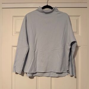 Frank &‎ Eileen $228 Effie Baby Blue Funnel Neck Capelet Triple Fleece Sweater